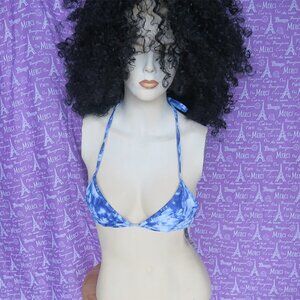 PINK Victoria's Secret triangle bikini tie dye top in blue and white size s